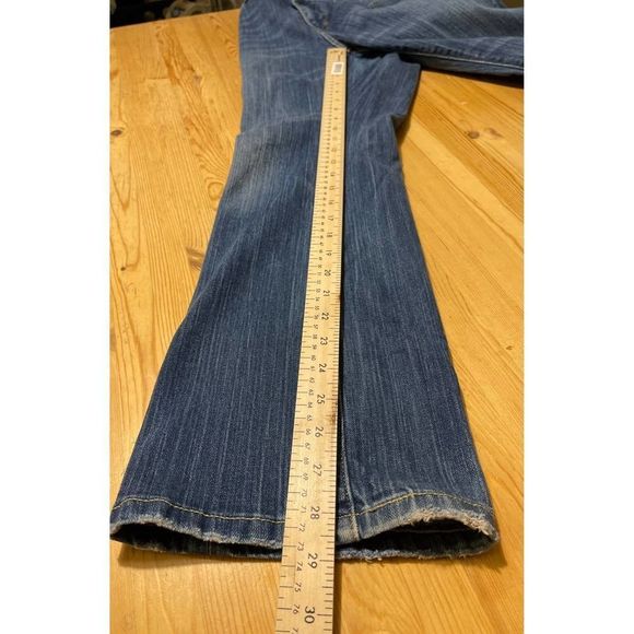 Levi's Eco Green Bootcut Jeans Blue Denim Stretch Whiskered Womens size 12/31 - Picture 4 of 11